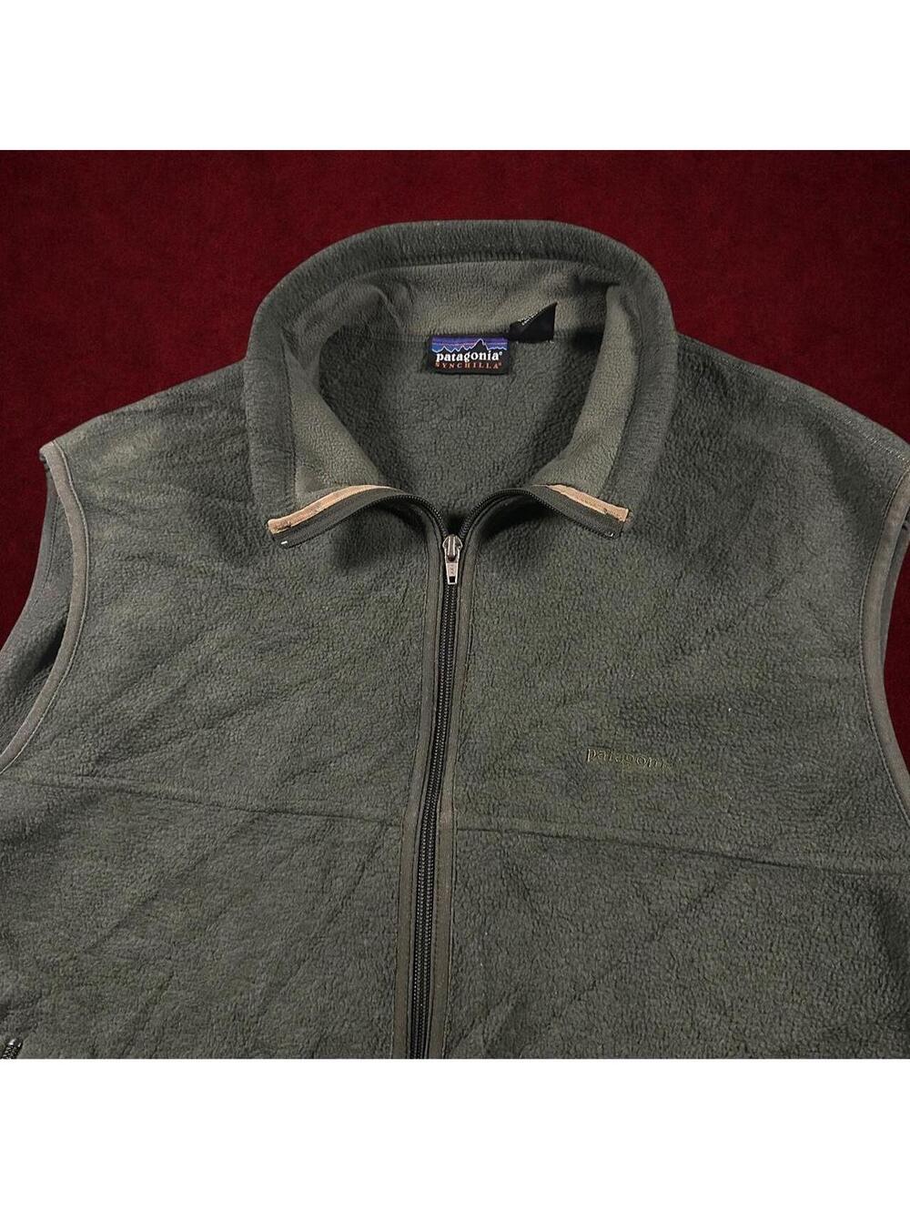 Vintage Patagonia Synchilla Fleece Vest Green Full Zip - Men's XL